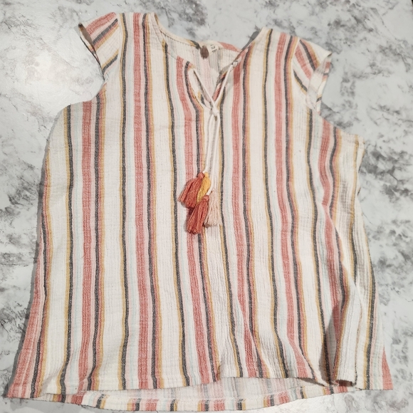 Tribal Jeans | Capped Sleeve Top with Tassels | Size Large - Picture 4 of 6